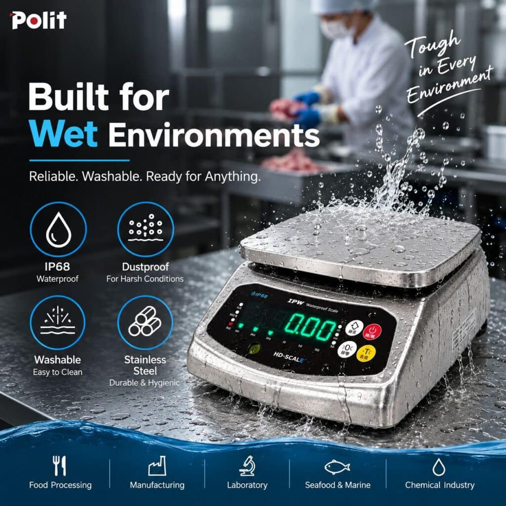 IPW+ IP68 Stainless Steel Waterproof Table Scale|Weighing Solutions|Polit Smart Scale